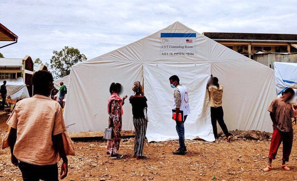A CVT counseling tent in Ethiopia.
