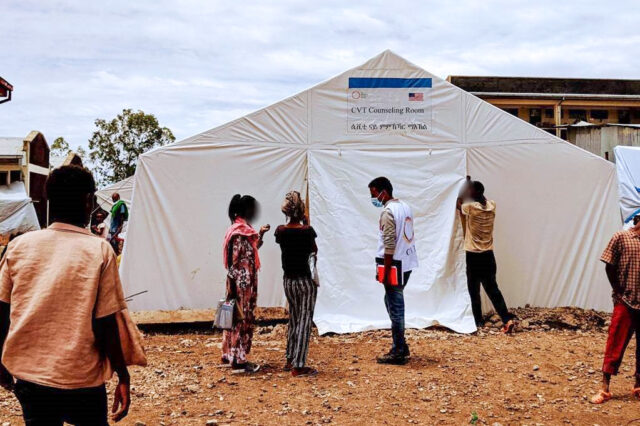 A CVT counseling tent in Ethiopia.